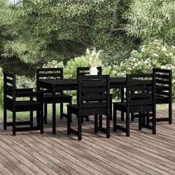 vidaXL 7-tlg. Garten-Essgruppe Schwarz Massivholz Kiefer