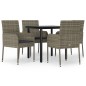 vidaXL 5-tlg. Garten-Essgruppe mit Kissen Schwarz und Grau Poly Rattan vidaXL 5-tlg. Garten-Essgruppe mit Kissen Schwarz und Grau Poly Rattan