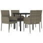 vidaXL 5-tlg. Garten-Essgruppe mit Kissen Schwarz und Grau Poly Rattan vidaXL 5-tlg. Garten-Essgruppe mit Kissen Schwarz und Grau Poly Rattan