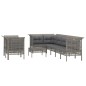 vidaXL 9-tlg. Garten-Lounge-Set mit Kissen Grau Poly Rattan vidaXL 9-tlg. Garten-Lounge-Set mit Kissen Grau Poly Rattan