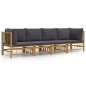 vidaXL 4-tlg. Garten-Lounge-Set mit Dunkelgrauen Kissen Bambus vidaXL 4-tlg. Garten-Lounge-Set mit Dunkelgrauen Kissen Bambus