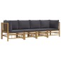 vidaXL 4-tlg. Garten-Lounge-Set mit Dunkelgrauen Kissen Bambus vidaXL 4-tlg. Garten-Lounge-Set mit Dunkelgrauen Kissen Bambus