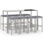 vidaXL 9-tlg. Gartenbar-Set mit Kissen Grau Poly Rattan vidaXL 9-tlg. Gartenbar-Set mit Kissen Grau Poly Rattan