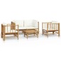 vidaXL 5-tlg. Garten-Lounge-Set mit Cremeweißen Kissen Bambus vidaXL 5-tlg. Garten-Lounge-Set mit Cremeweißen Kissen Bambus