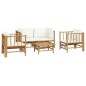 vidaXL 5-tlg. Garten-Lounge-Set mit Cremeweißen Kissen Bambus vidaXL 5-tlg. Garten-Lounge-Set mit Cremeweißen Kissen Bambus