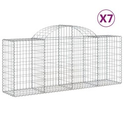 vidaXL Gabionen mit Hochbogen 7 Stk. 200x50x80/100 cm Verzinktes Eisen