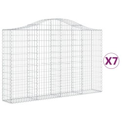 vidaXL Gabionen mit Hochbogen 7 Stk. 200x30x120/140cm Verzinktes Eisen