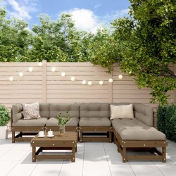 vidaXL 7-tlg. Garten-Lounge-Set mit Kissen Honigbraun Massivholz