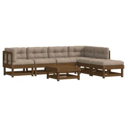 vidaXL 7-tlg. Garten-Lounge-Set mit Kissen Honigbraun Massivholz