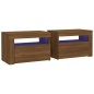 vidaXL Nachttische 2 Stk. mit LEDs Braun Eiche 60x35x40 cm vidaXL Nachttische 2 Stk. mit LEDs Braun Eiche 60x35x40 cm