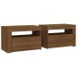 vidaXL Nachttische 2 Stk. mit LEDs Braun Eiche 60x35x40 cm vidaXL Nachttische 2 Stk. mit LEDs Braun Eiche 60x35x40 cm