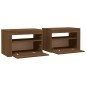 vidaXL Nachttische 2 Stk. mit LEDs Braun Eiche 60x35x40 cm vidaXL Nachttische 2 Stk. mit LEDs Braun Eiche 60x35x40 cm