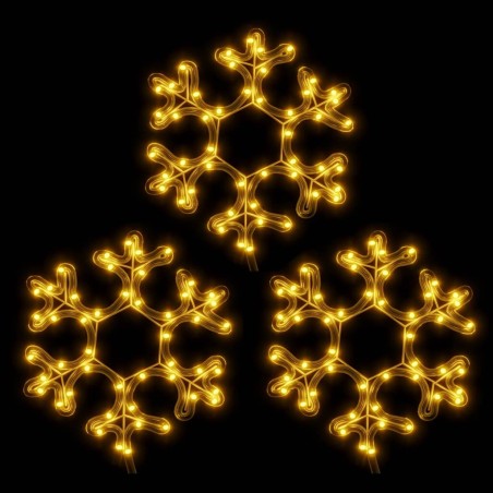 vidaXL LED-Schneeflocken 3 Stk. Warmweiß 27x27 cm