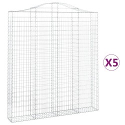 vidaXL Gabionen mit Hochbogen 5 Stk. 200x30x220/240cm Verzinktes Eisen