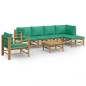 vidaXL 7-tlg. Garten-Lounge-Set mit Grünen Kissen Bambus vidaXL 7-tlg. Garten-Lounge-Set mit Grünen Kissen Bambus