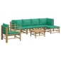 vidaXL 7-tlg. Garten-Lounge-Set mit Grünen Kissen Bambus vidaXL 7-tlg. Garten-Lounge-Set mit Grünen Kissen Bambus