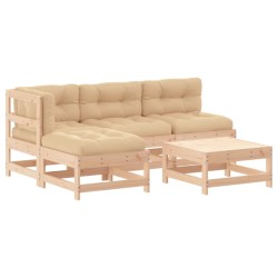 vidaXL 5-tlg. Garten-Lounge-Set mit Kissen Massivholz