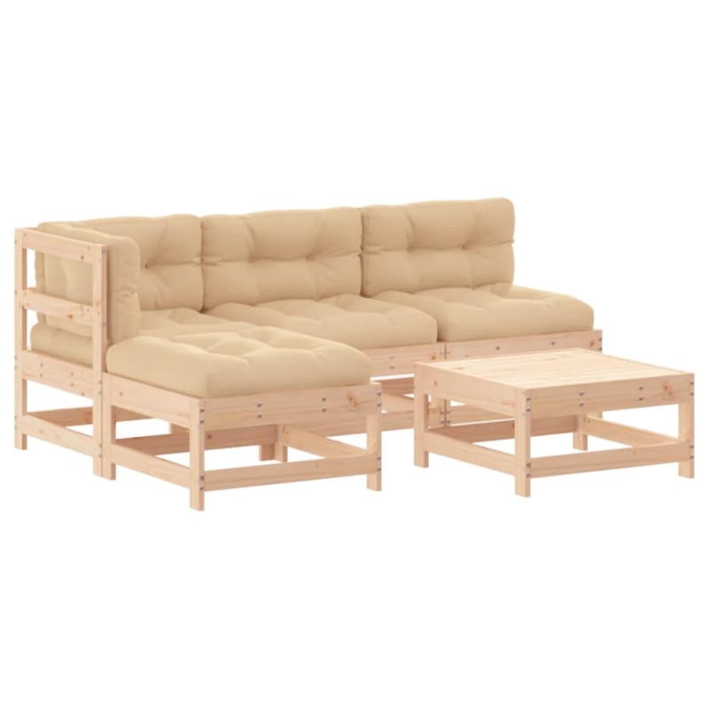 vidaXL 5-tlg. Garten-Lounge-Set mit Kissen Massivholz vidaXL 5-tlg. Garten-Lounge-Set mit Kissen Massivholz