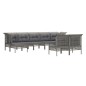 vidaXL 9-tlg. Garten-Lounge-Set mit Kissen Grau Poly Rattan vidaXL 9-tlg. Garten-Lounge-Set mit Kissen Grau Poly Rattan