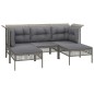 vidaXL 9-tlg. Garten-Lounge-Set mit Kissen Grau Poly Rattan vidaXL 9-tlg. Garten-Lounge-Set mit Kissen Grau Poly Rattan