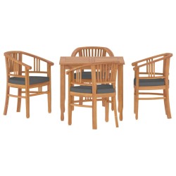 vidaXL 5-tlg. Garten-Essgruppe Massivholz Teak