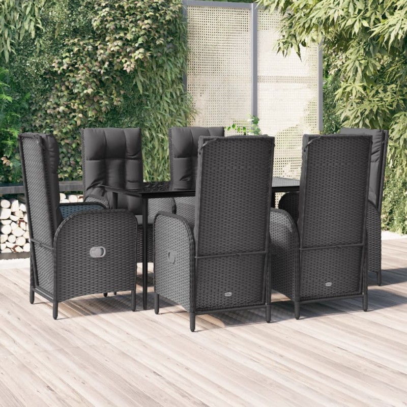 vidaXL 7-tlg. Garten-Essgruppe mit Kissen Schwarz Poly Rattan vidaXL 7-tlg. Garten-Essgruppe mit Kissen Schwarz Poly Rattan