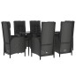 vidaXL 7-tlg. Garten-Essgruppe mit Kissen Schwarz Poly Rattan vidaXL 7-tlg. Garten-Essgruppe mit Kissen Schwarz Poly Rattan