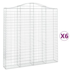 vidaXL Gabionen mit Hochbogen 6 Stk. 200x30x200/220cm Verzinktes Eisen