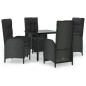 vidaXL 5-tlg. Garten-Essgruppe mit Kissen Schwarz Poly Rattan vidaXL 5-tlg. Garten-Essgruppe mit Kissen Schwarz Poly Rattan