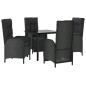 vidaXL 5-tlg. Garten-Essgruppe mit Kissen Schwarz Poly Rattan vidaXL 5-tlg. Garten-Essgruppe mit Kissen Schwarz Poly Rattan