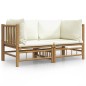 vidaXL Garten-Ecksofas mit Cremeweißen Kissen 2 Stk. Bambus vidaXL Garten-Ecksofas mit Cremeweißen Kissen 2 Stk. Bambus