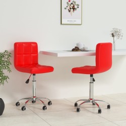 vidaXL Esszimmerstühle 2 Stk. Drehbar Rot Kunstleder