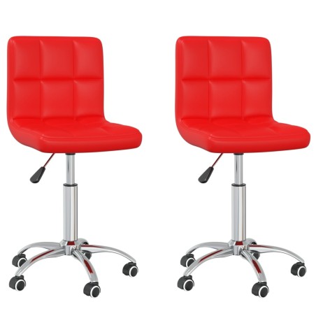 vidaXL Esszimmerstühle 2 Stk. Drehbar Rot Kunstleder