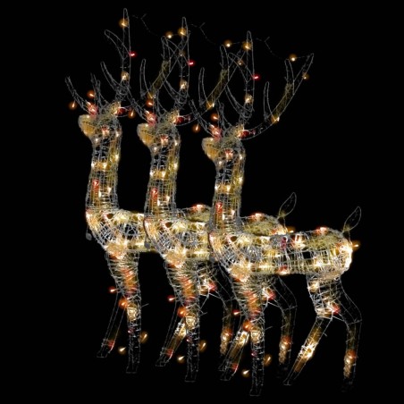 vidaXL Rentier Weihnachtsdekoration Acryl 3 Stk. 120 cm Mehrfarbig