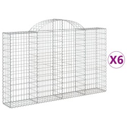 vidaXL Gabionen mit Hochbogen 6 Stk. 200x30x120/140cm Verzinktes Eisen