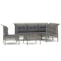 vidaXL 6-tlg. Garten-Lounge-Set mit Kissen Grau Poly Rattan vidaXL 6-tlg. Garten-Lounge-Set mit Kissen Grau Poly Rattan