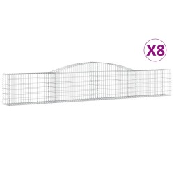 vidaXL Gabionen mit Hochbogen 8 Stk. 400x30x60/80 cm Verzinktes Eisen