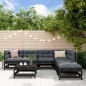 vidaXL 7-tlg. Garten-Lounge-Set mit Kissen Schwarz Massivholz vidaXL 7-tlg. Garten-Lounge-Set mit Kissen Schwarz Massivholz