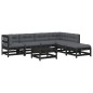 vidaXL 7-tlg. Garten-Lounge-Set mit Kissen Schwarz Massivholz vidaXL 7-tlg. Garten-Lounge-Set mit Kissen Schwarz Massivholz
