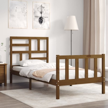 vidaXL Massivholzbett mit Kopfteil Honigbraun 100x200 cm