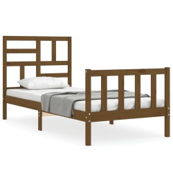 vidaXL Massivholzbett mit Kopfteil Honigbraun 100x200 cm