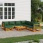 vidaXL 9-tlg. Garten-Lounge-Set mit Grünen Kissen Massivholz vidaXL 9-tlg. Garten-Lounge-Set mit Grünen Kissen Massivholz