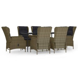 vidaXL 7-tlg. Garten-Essgruppe Braun Poly Rattan