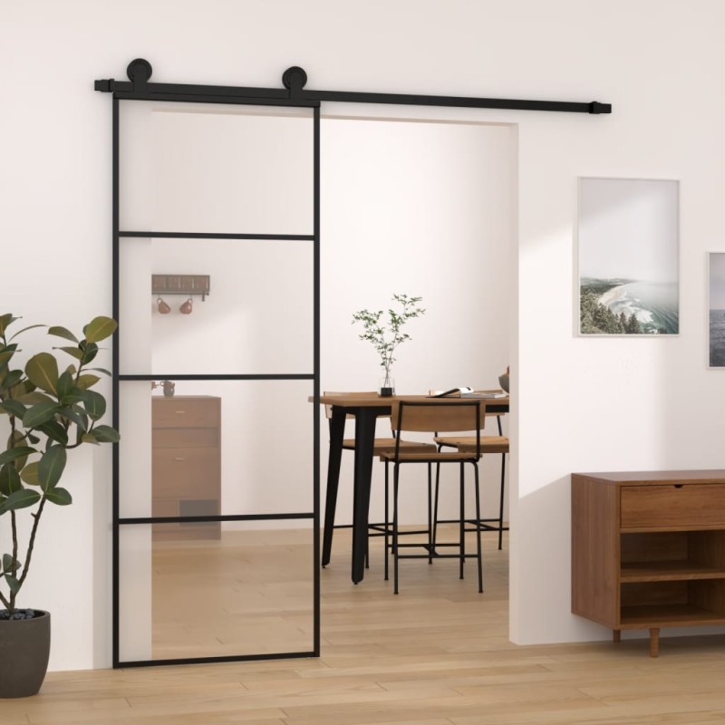 vidaXL Schiebetür mit Beschlag 76x205 cm ESG-Glas & Aluminium vidaXL Schiebetür mit Beschlag 76x205 cm ESG-Glas & Aluminium