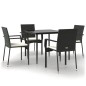 vidaXL 5-tlg. Garten-Essgruppe mit Kissen Schwarz Poly Rattan vidaXL 5-tlg. Garten-Essgruppe mit Kissen Schwarz Poly Rattan