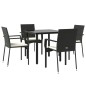 vidaXL 5-tlg. Garten-Essgruppe mit Kissen Schwarz Poly Rattan vidaXL 5-tlg. Garten-Essgruppe mit Kissen Schwarz Poly Rattan