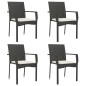 vidaXL 5-tlg. Garten-Essgruppe mit Kissen Schwarz Poly Rattan vidaXL 5-tlg. Garten-Essgruppe mit Kissen Schwarz Poly Rattan