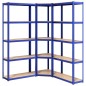 vidaXL Regale mit 5 Böden 3 Stk. Blau Stahl & Holzwerkstoff vidaXL Regale mit 5 Böden 3 Stk. Blau Stahl & Holzwerkstoff