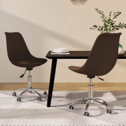 vidaXL Esszimmerstühle 2 Stk. Drehbar Dunkelbraun Stoff