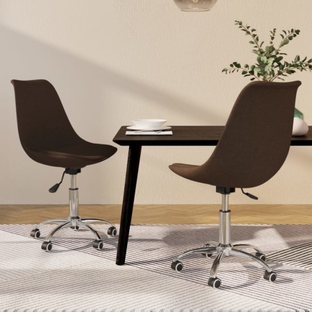 vidaXL Esszimmerstühle 2 Stk. Drehbar Dunkelbraun Stoff